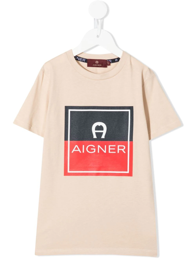 Shop Aigner Logo-print T-shirt In Brown