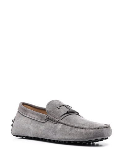 Shop Tod's T-embellished Loafers In Grey