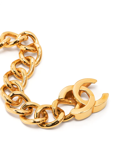 Pre-owned Chanel 1995 Cc Turn-lock Chain Bracelet In Gold