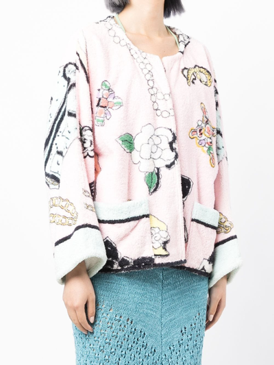 Pre-owned Chanel 1980-1990s Icon Terry-cloth Jacket In Pink