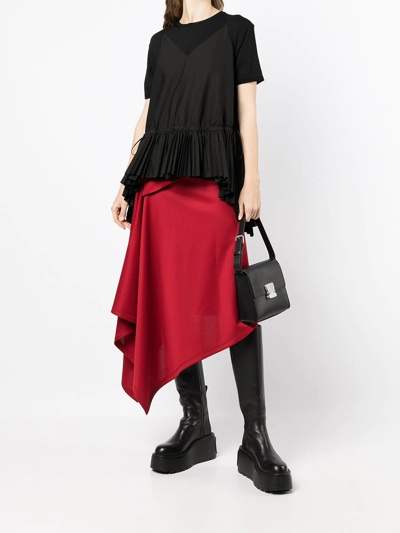 Juunj Pleated-hem T-shirt In Black