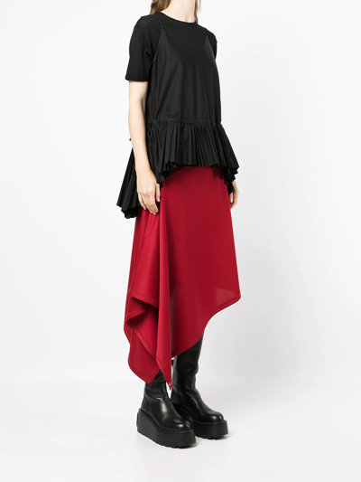 Shop Juunj Pleated-hem T-shirt In Black