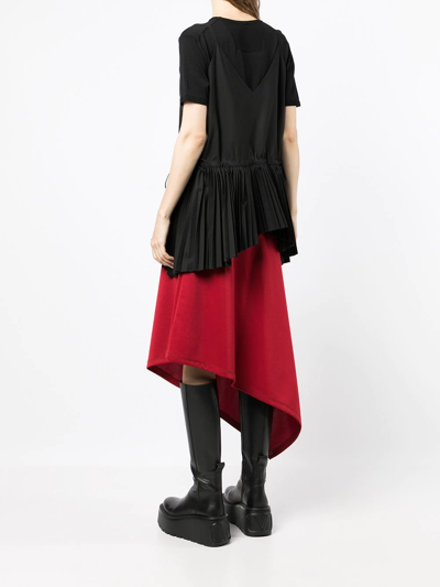 Shop Juunj Pleated-hem T-shirt In Black