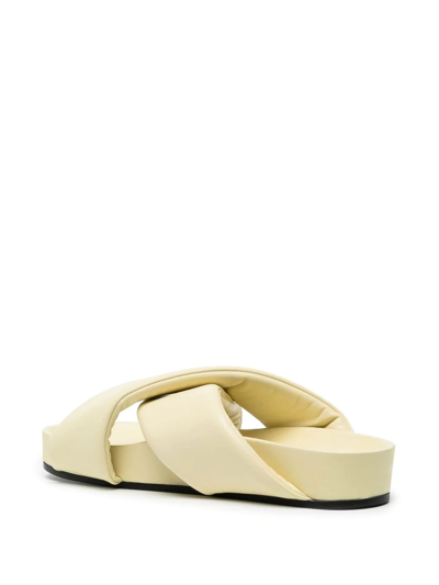 Shop Jil Sander Criss-cross Leather Sandals In Yellow