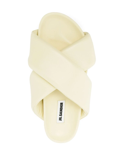 Shop Jil Sander Criss-cross Leather Sandals In Yellow