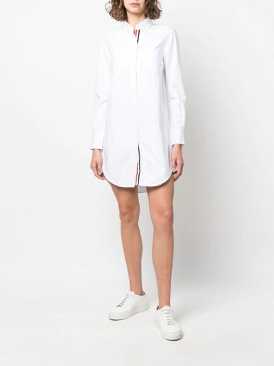 Shop Thom Browne Rwb Trim Shirt Dress In White
