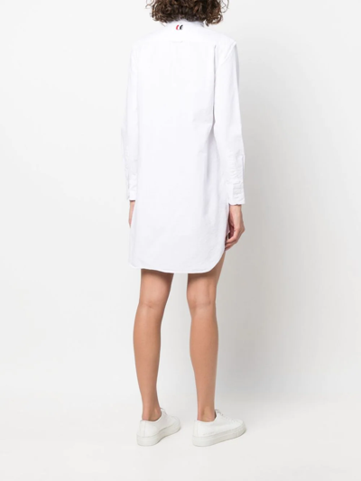 Shop Thom Browne Rwb Trim Shirt Dress In White