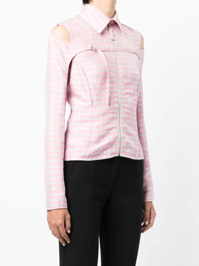 Shop Jacquemus Check Pattern Long Sleeve Shirt In Pink