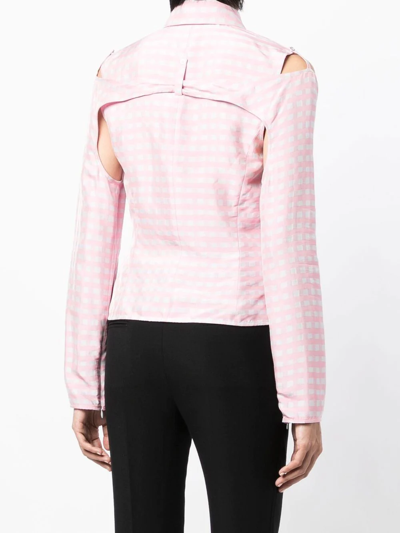 Shop Jacquemus Check Pattern Long Sleeve Shirt In Pink
