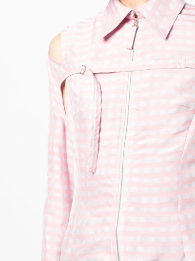 Shop Jacquemus Check Pattern Long Sleeve Shirt In Pink