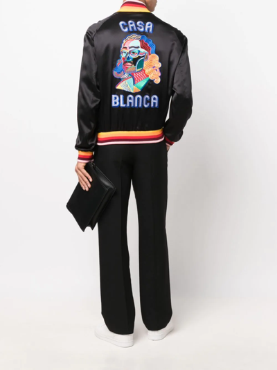 Shop Casablanca Souvenir Masao San Bomber Jacket In Black