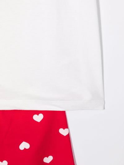 Shop Monnalisa Heart-print Cotton Trouser Set In White