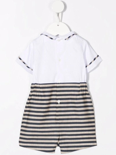 La Stupenderia Short-sleeve Striped Romper In White