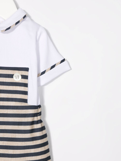 La Stupenderia Short-sleeve Striped Romper In White