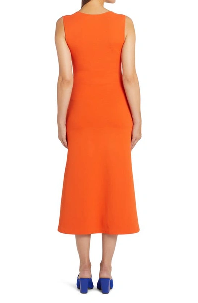 Shop Stella Mccartney Compact Scoop Neck A-line Dress In 7501 Bright Orange