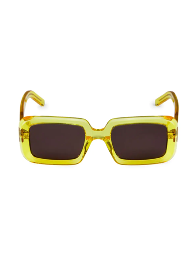 Shop Saint Laurent Women's Sunrise 52mm Rectangle Sunglasses In Yellow