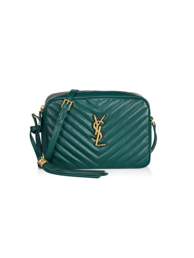 Shop Saint Laurent Women's Medium Lou Matelassé Leather Camera Bag In Sea Turquoise