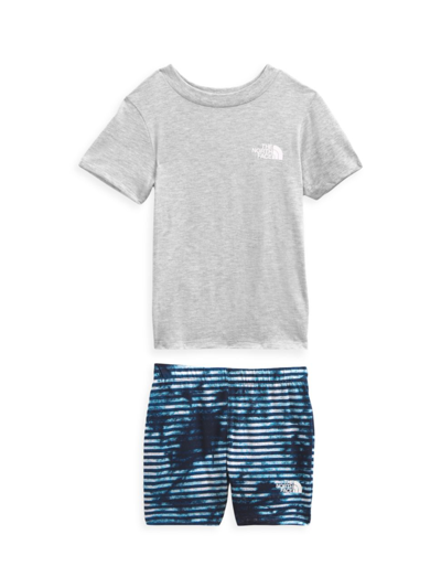 Shop The North Face Little Boy's 2-piece Cotton Tie-dye Top & Bottom Summer Set In Navy Tiedye Stripe