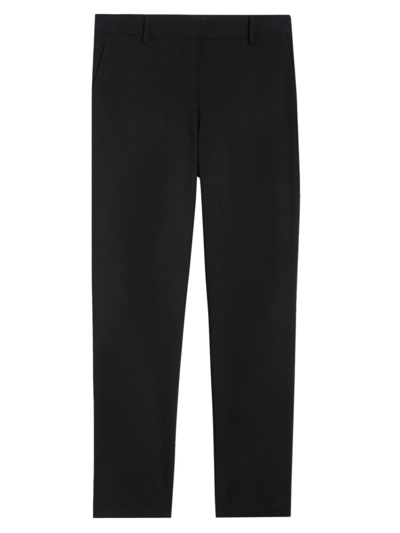 Theory Treeca 2 Cropped Stretch-wool Slim-leg Pants In Black