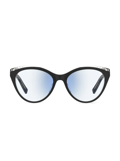 Shop Kate Spade Women's Xara 51mm Cat Eye Blue Block Optical Glasses In Black