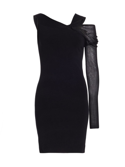 Shop Helmut Lang Twisted One-shoulder Minidress In Black