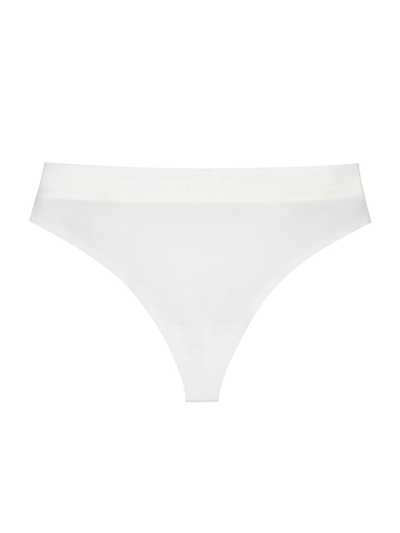 Shop Wolford Women's Mid-rise Thong In Pearl