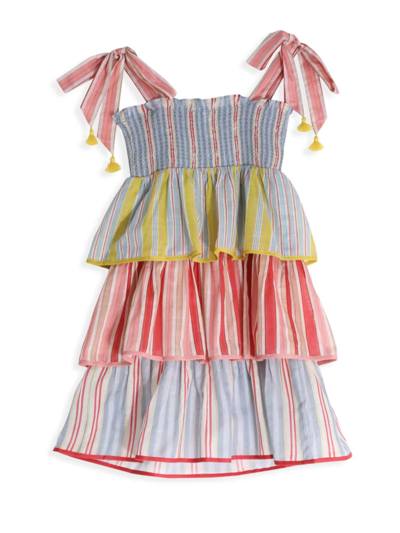 Shop Zimmermann Little Girl's & Girl's Pattie Shirred Tiered Dress In Multi Stripe