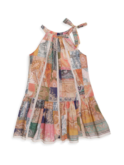 Shop Zimmermann Little Girl's & Girl's Anneke Spliced Halter Dress In Patch Paisley