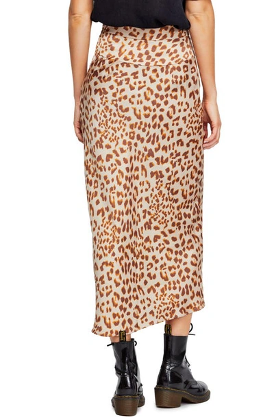Shop Free People Normani Leopard Print Bias Cut Midi Skirt In Camel Combo