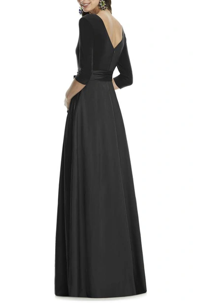 Shop Alfred Sung Jersey & Mikado A-line Gown In Black