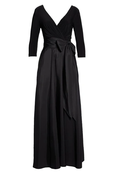 Shop Alfred Sung Jersey & Mikado A-line Gown In Black