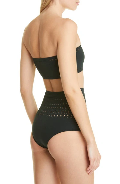 Shop Alaïa Vienne Perforated Seamless Two-piece Swimsuit In Vert Fonce