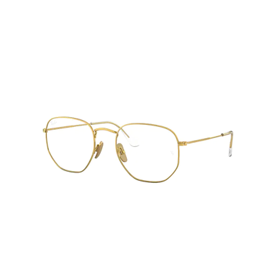 Ray Ban Hexagonal Titanium Optics Eyeglasses Legend Gold Frame Clear Lenses Polarized 51-21 In Gold