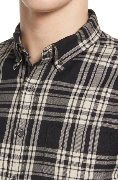 Shop Alex Mill Tartan Button-down Shirt In Black/ Ivory