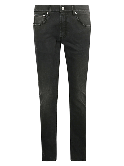 Shop Alexander Mcqueen Fitted Classic Jeans In Black Washed