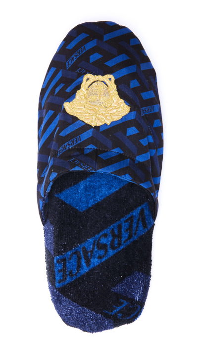 Shop Versace Medusa Slippers In Blue