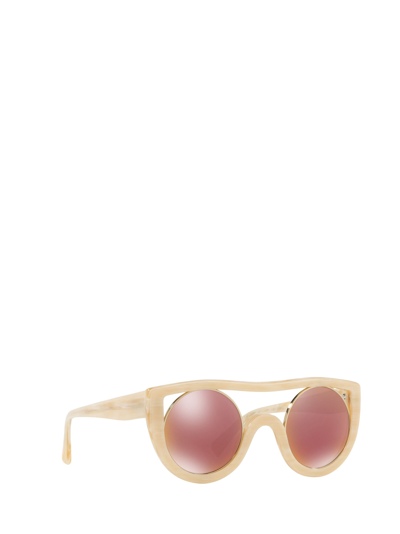 Shop Alain Mikli A05034 Beige-silk / Gold Metal Sunglasses