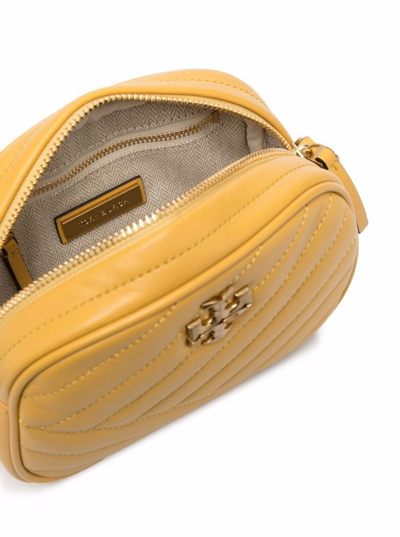 Shop Tory Burch Womans Kira Chevron Yellow Leather Crossbody Bag