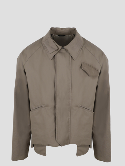 Shop Fendi Asymmetric Linen Jacket In Brown