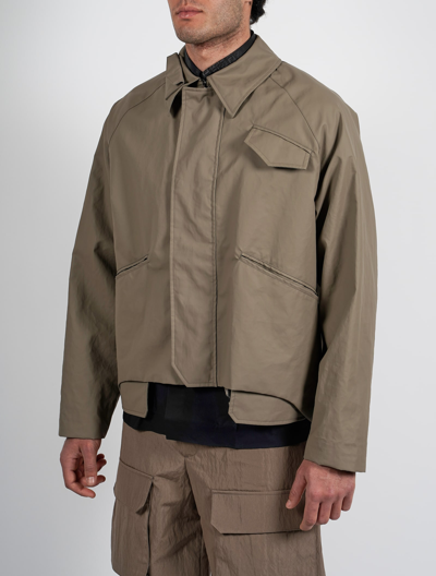 Shop Fendi Asymmetric Linen Jacket In Brown