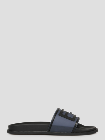Shop Fendi Slide Baguette Sandals In Black