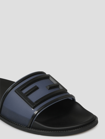 Shop Fendi Slide Baguette Sandals In Black