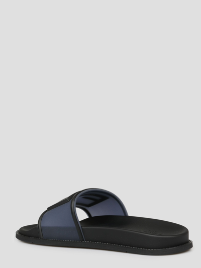 Shop Fendi Slide Baguette Sandals In Black
