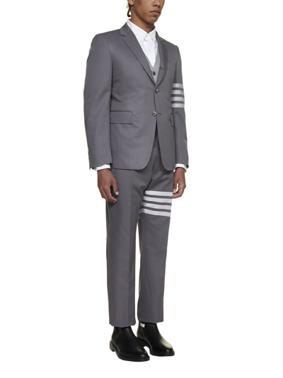 Thom Browne 4-bar Stripe Single-breasted Cotton Blazer In Med Grey