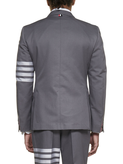 Thom Browne 4-bar Stripe Single-breasted Cotton Blazer In Med Grey