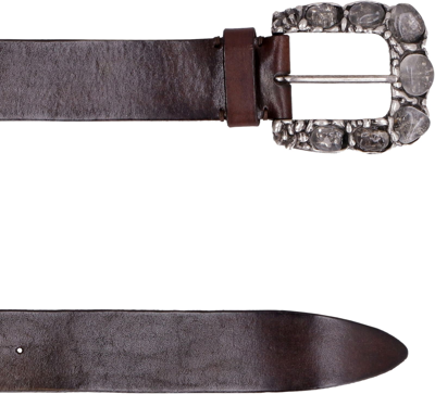 Shop P.a.r.o.s.h Embellished Buckle Leather Belt In Brown