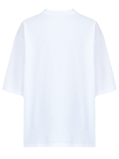 Shop Marni White Cotton T-shirt In Bianco+azzurro