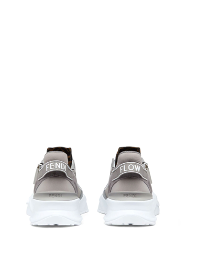 Shop Fendi Sneakers Flow With Logo On The Heel In Elephant Silver