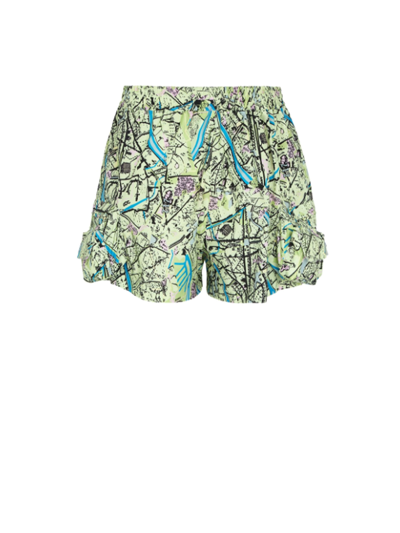 Shop Fendi Shorts With Contrasting Pattern In Eden