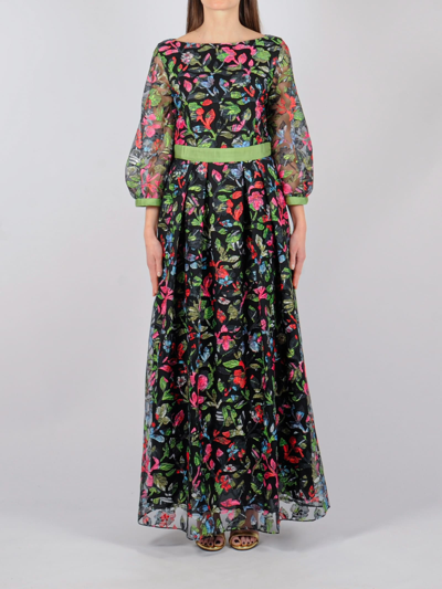 Shop Emporio Armani Fant. Floreale Dress In Nero-verde